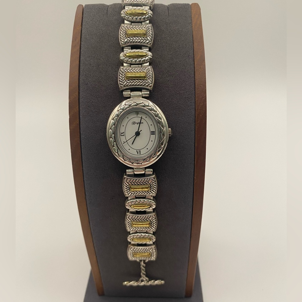 Brighton Bentley watch, silver and gold tones, works but needs battery.